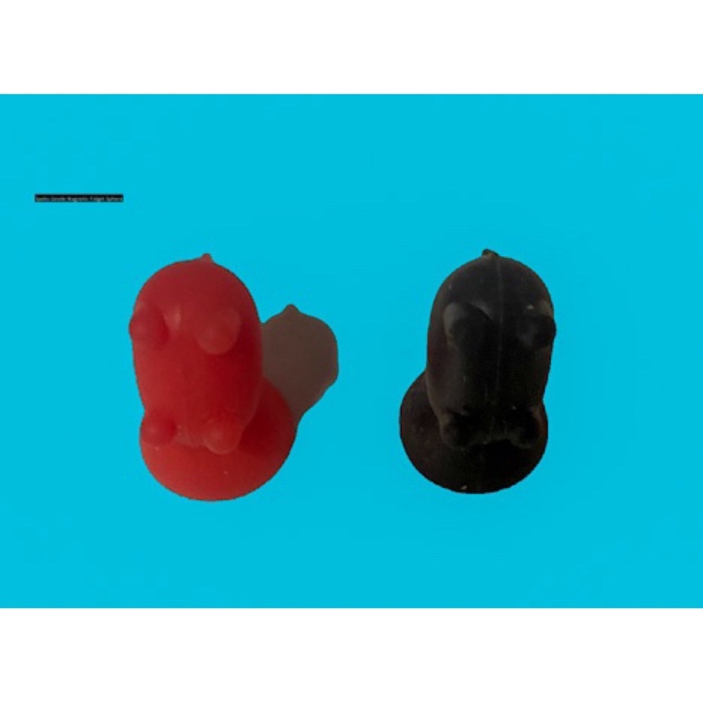 Red and Black Dog-Shaped Figurines to hold up your phone or tablet